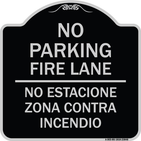 Signmission No Estacione Zona Contra Incendio Heavy-Gauge Aluminum Architectural Sign, 18" H, BS-1818-23848 A-DES-BS-1818-23848